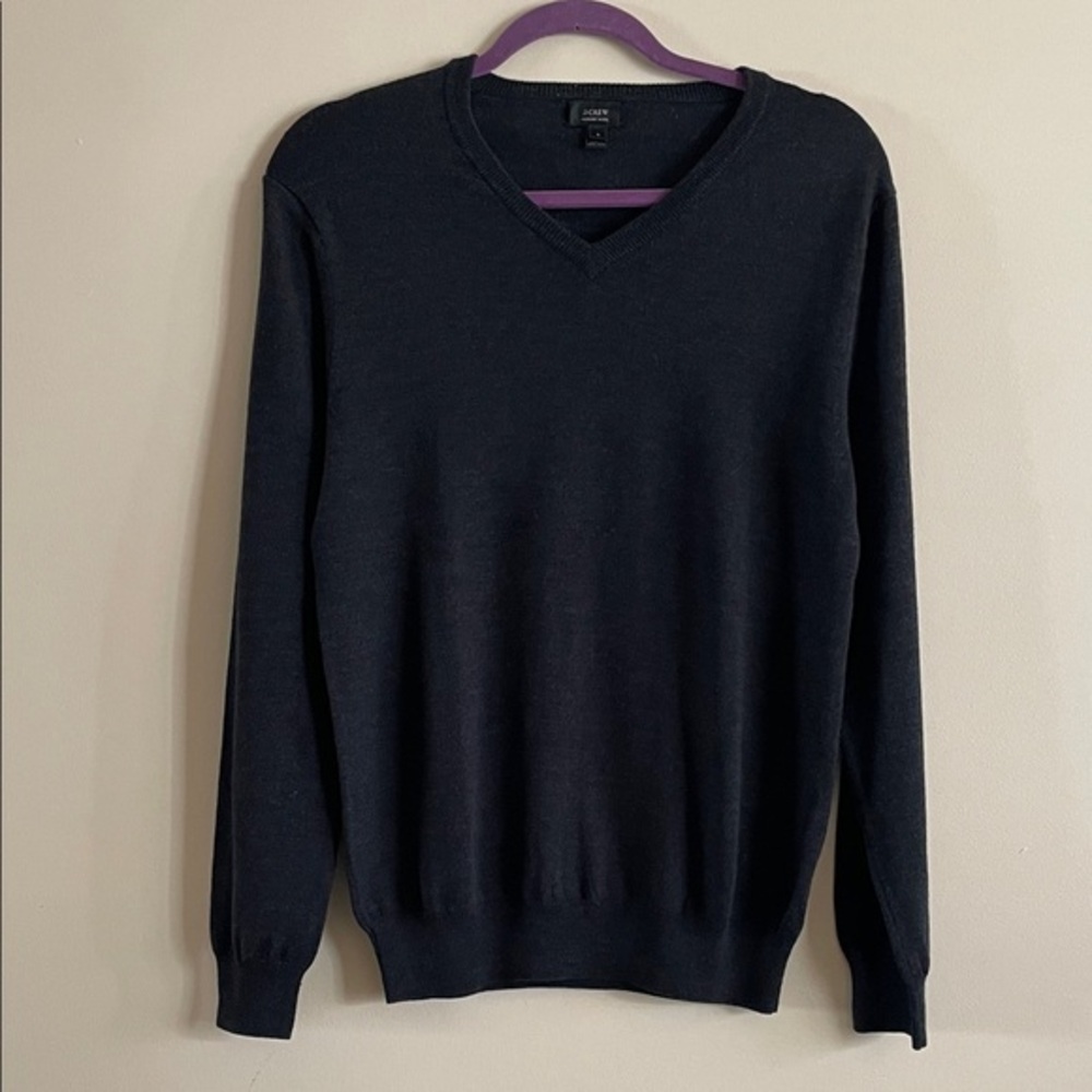 J. Crew Wool Men's Dark Gray V-Neck Sweater